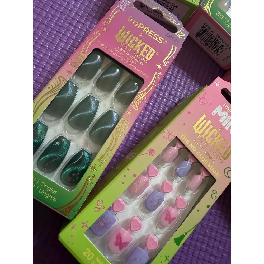 New Kiss Impress Falscara x Wicked Elphaba Glinda Lashes & Nails Lot
